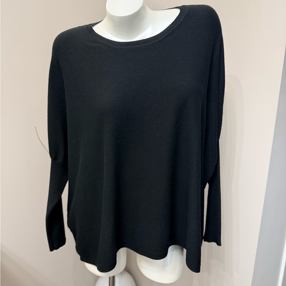 Altar'd State Crop Sweater Black  BoxyDolman Tight Sleeve Women Crew Neck Sz S/M